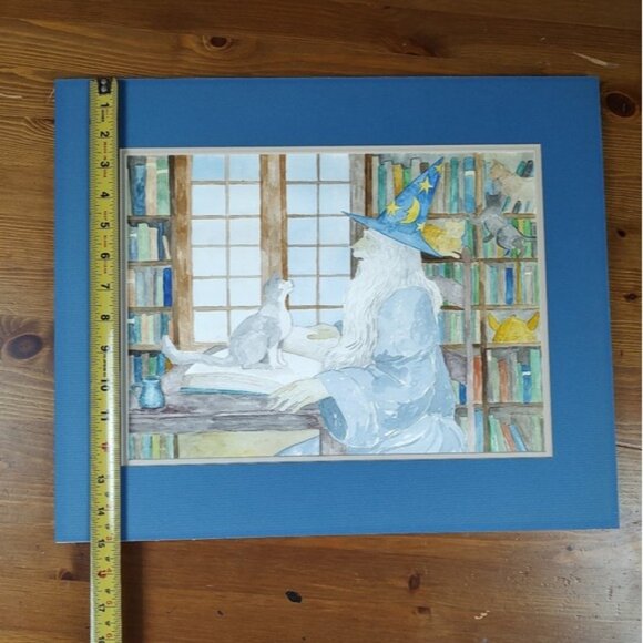 Wizard & Cats Original Watercolor Painting HAT - Picture 8 of 8